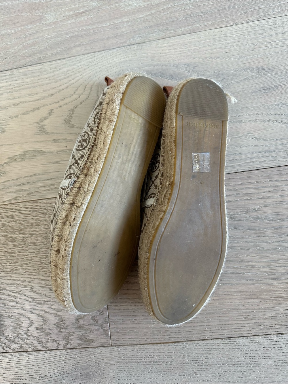 Tory Burch Beige Logo Canvas Espadrille Flats - Picture 2 of 4